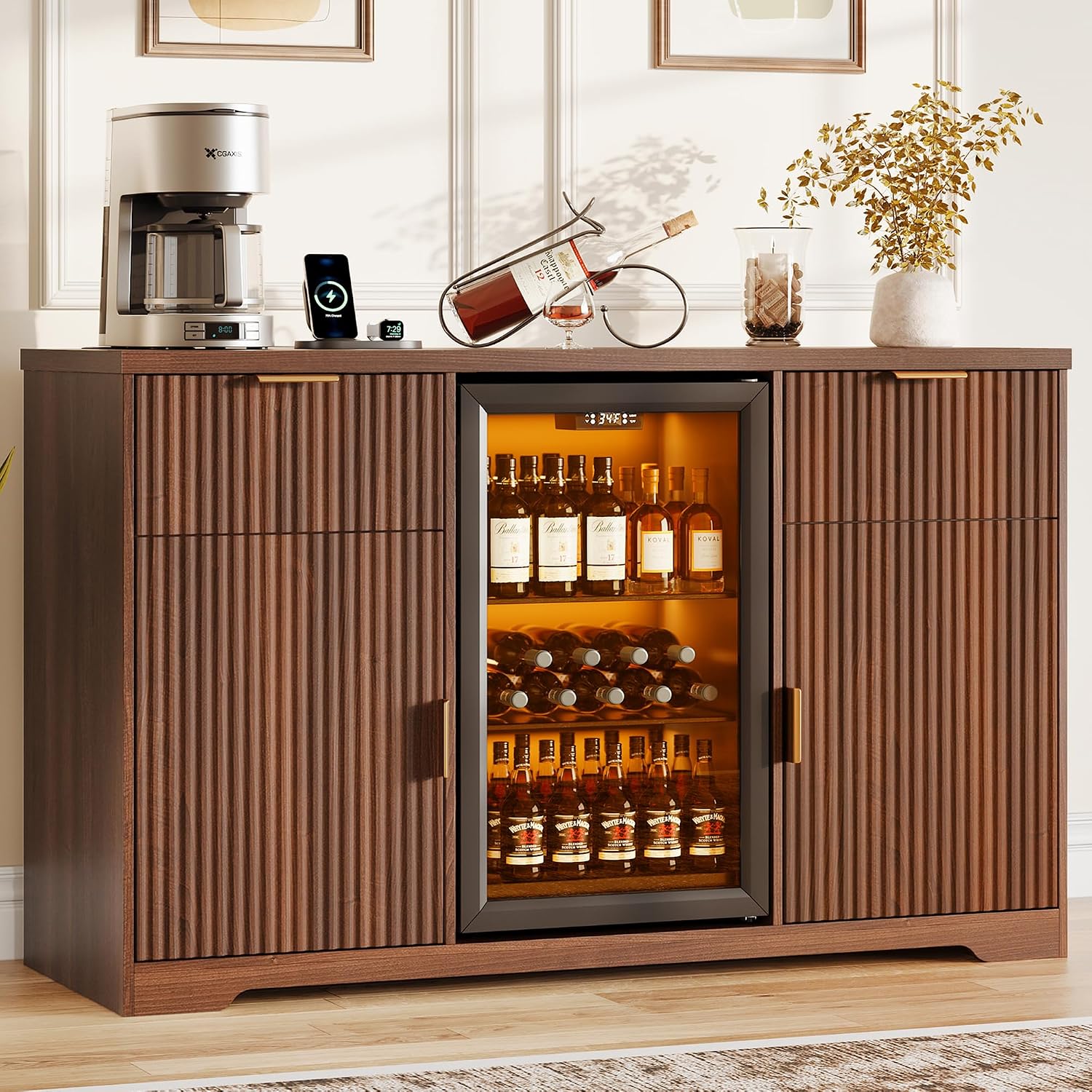 Home Bar And Fridge - خزانة بار للقهوة مقاس 55 بوصة