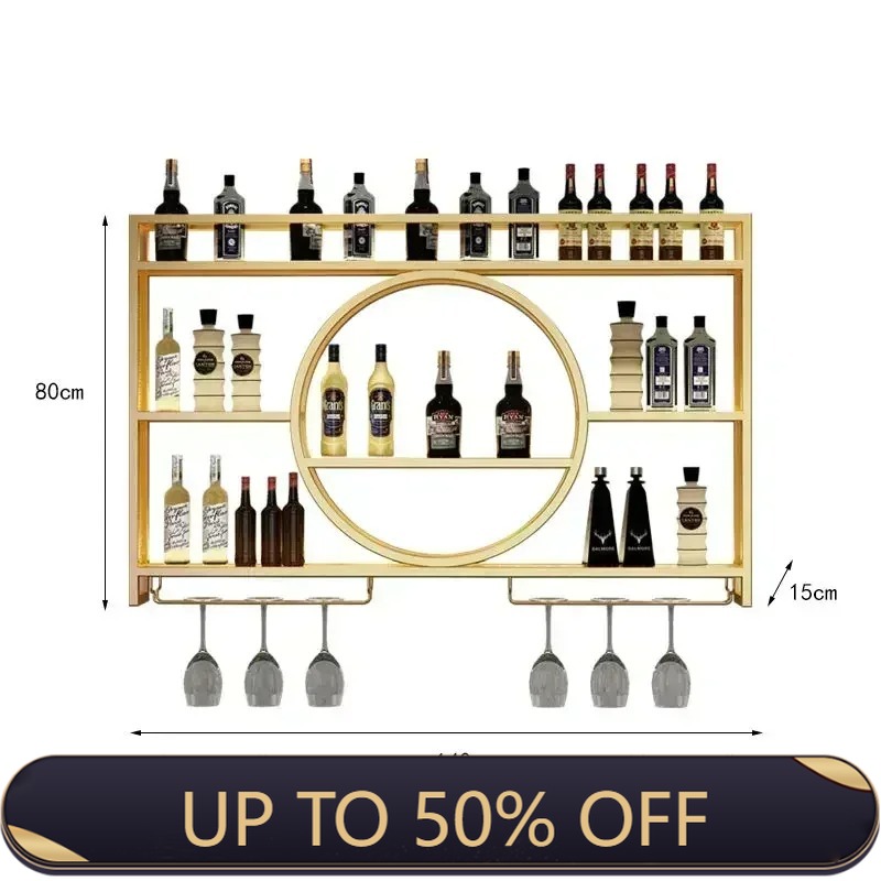 Home Bar Shelves - رف نبيذ صناعي مثبت على الحائط