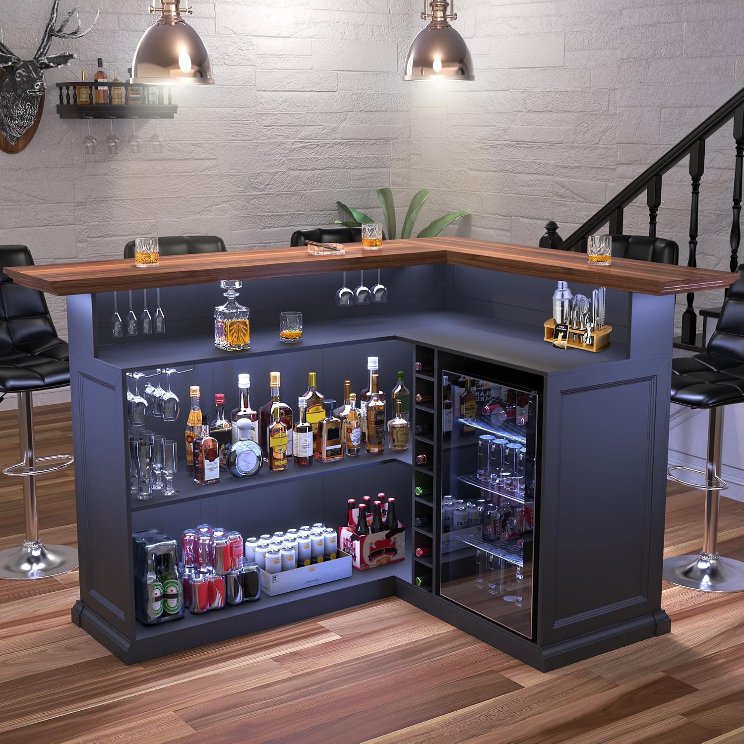 Home Bar Setup - خزانة بار منزلية على شكل حرف