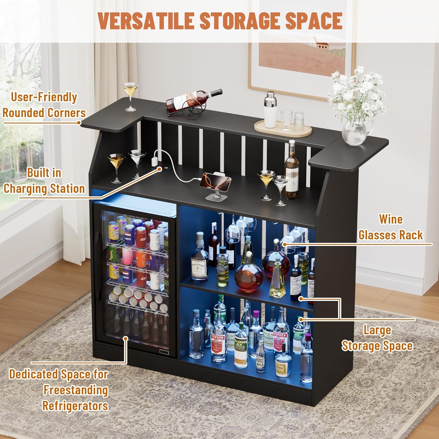 طاولة بار على شكل حرف U مع مسا - مراجعة Home Bar And Fridge وسعره