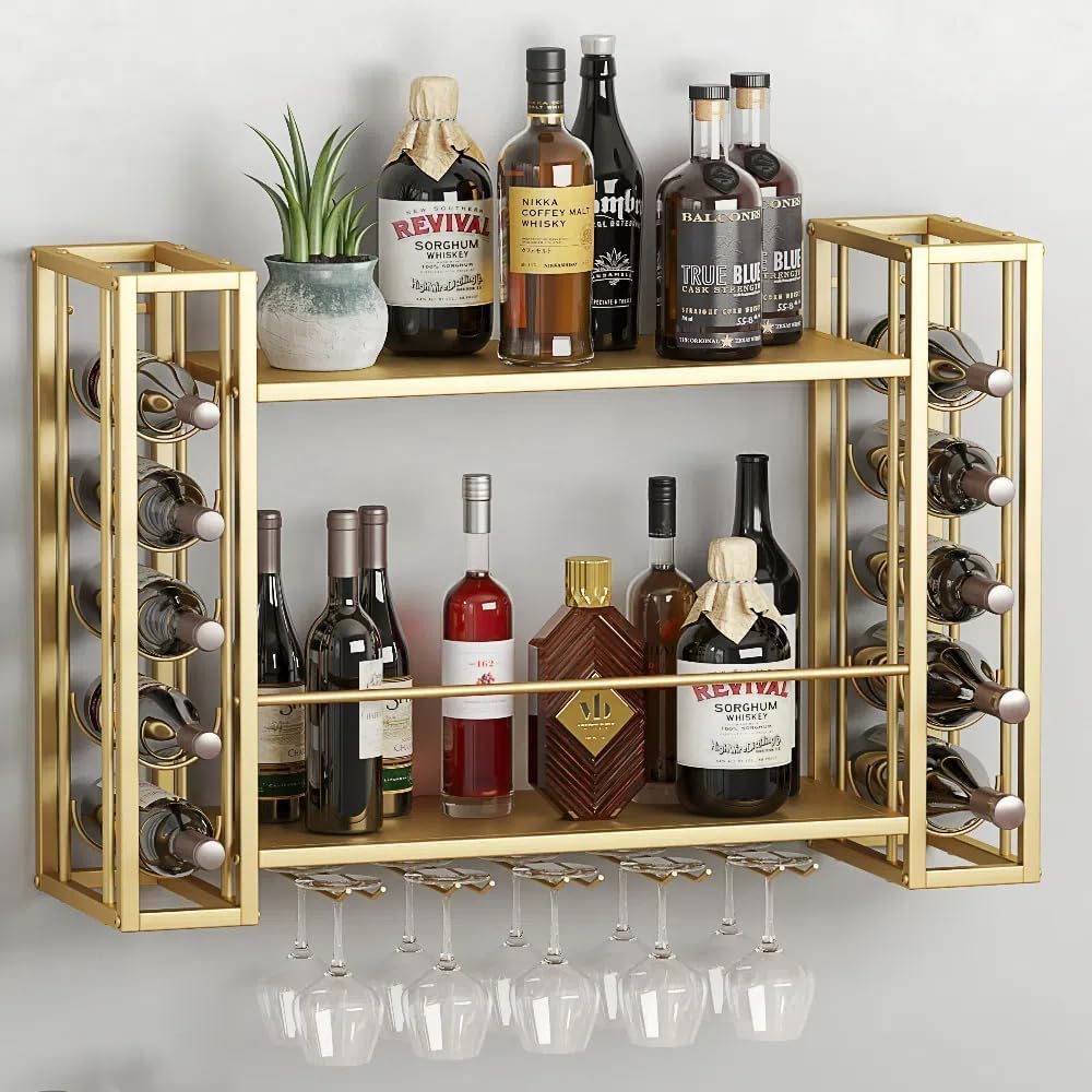 حامل زجاجات النبيذ المثبت على  - مراجعة Home Bar Shelves وسعره