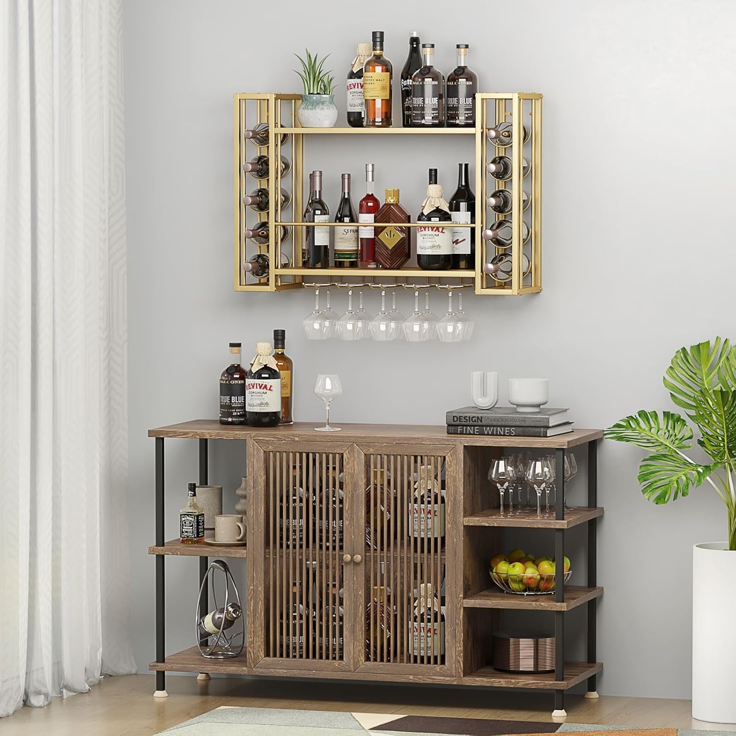 حامل زجاجات النبيذ المثبت على  - مراجعة Home Bar Shelves وسعره