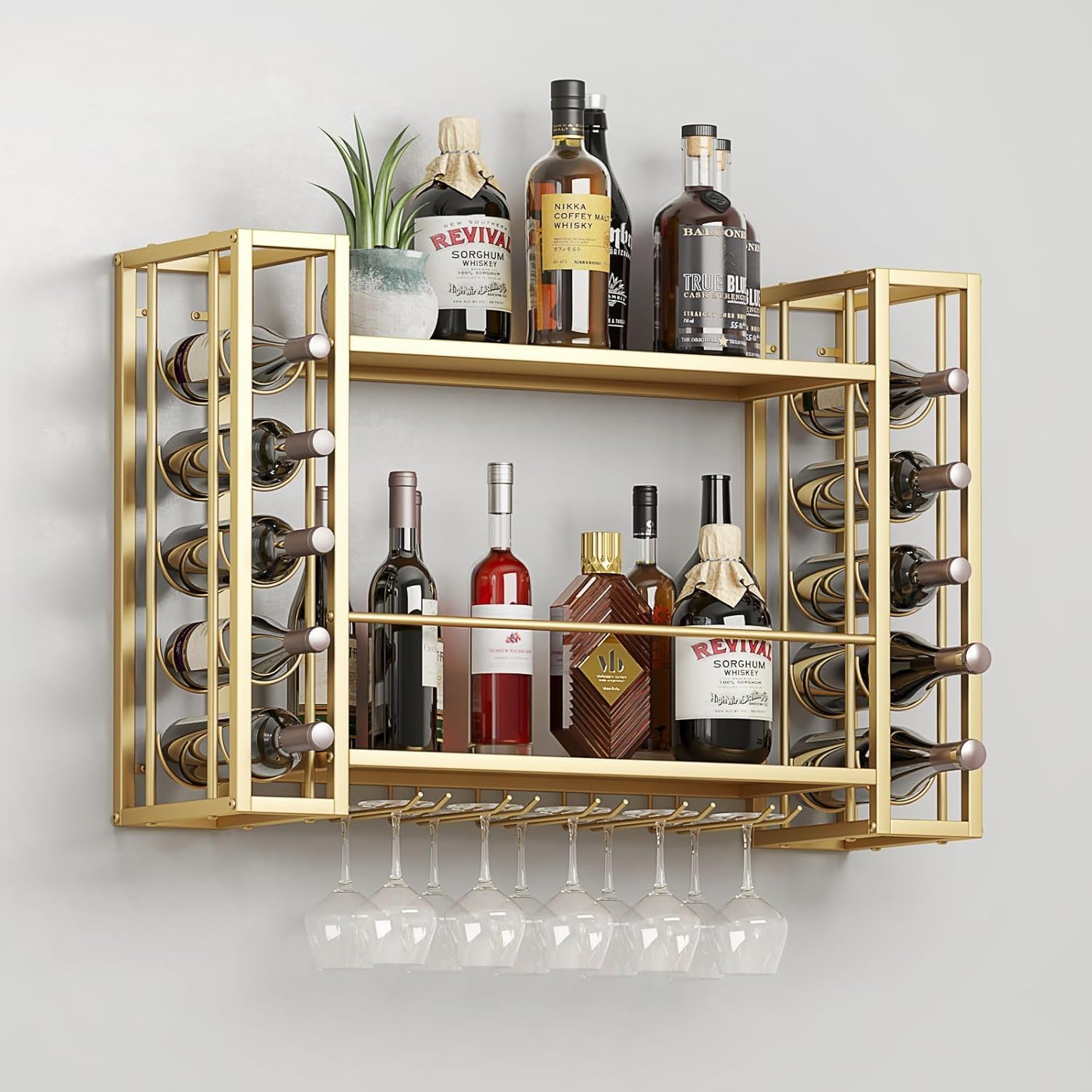 حامل زجاجات النبيذ المثبت على  - مراجعة Home Bar Shelves وسعره